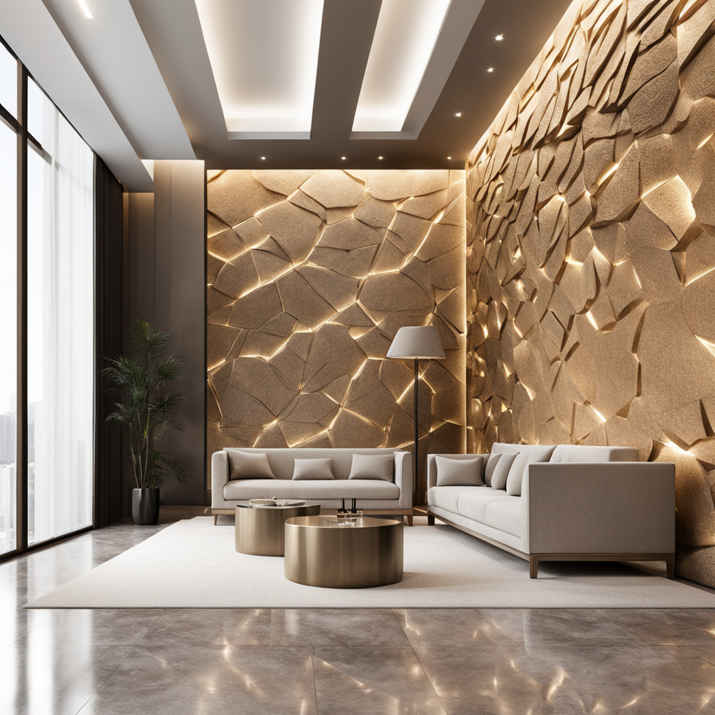 Living interior design - Golden stone-2
