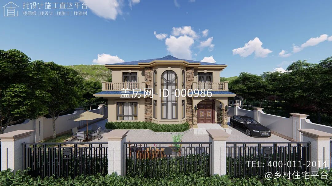 【设计师案例】土建参考造价57万，面宽13.6m×进深12m湖南娄底二层欧式别墅-30