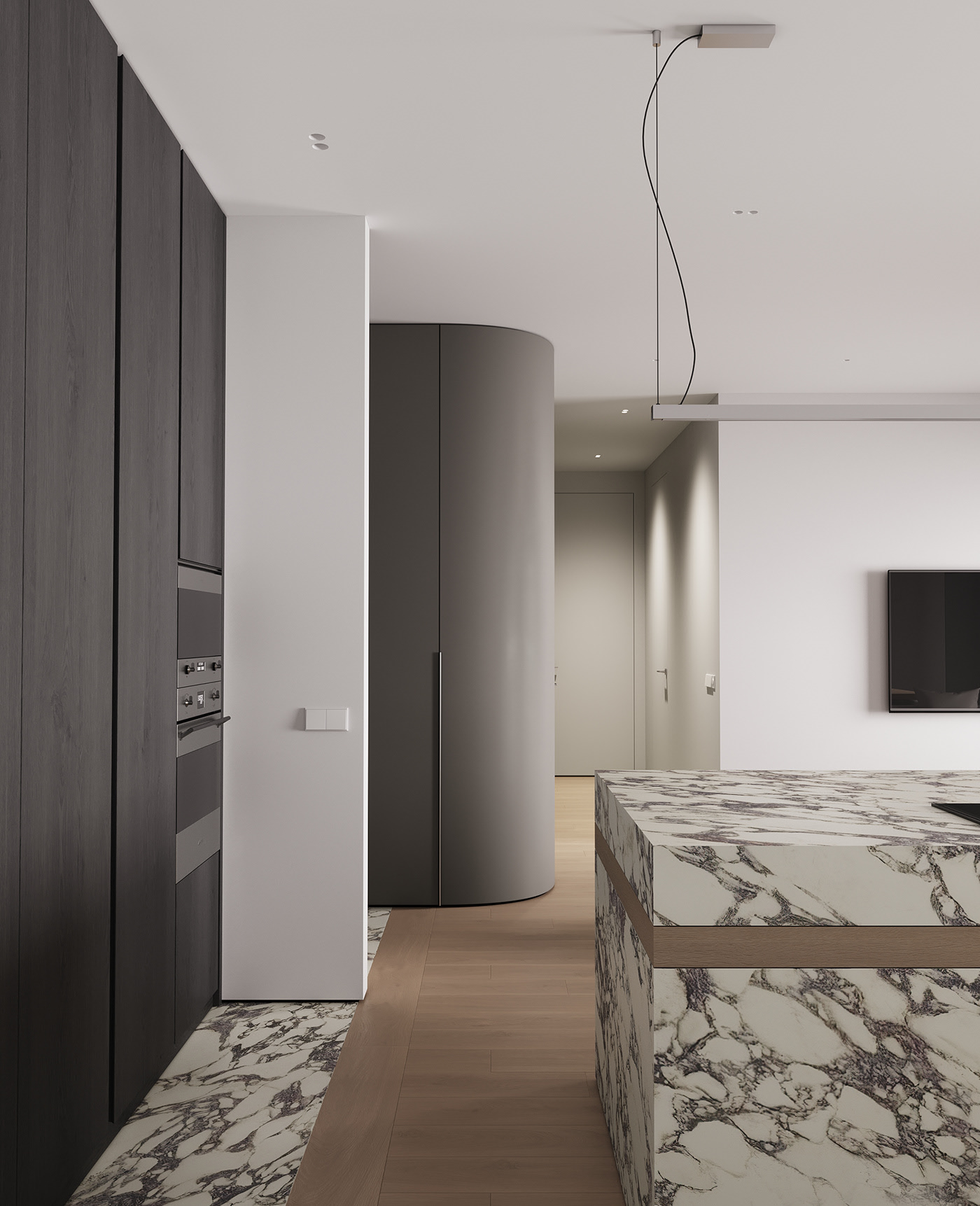 90㎡极简风公寓设计 这也太高级了吧-7