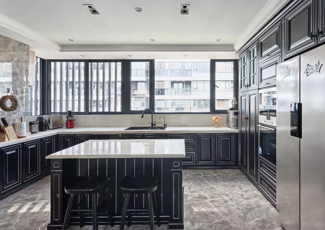 金都西花庭美式雾霾蓝别墅设计丨赵艺哲设计团队-34