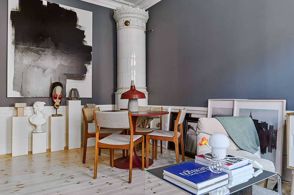 33 平米艺术小公寓 | 蓝色墙面与粉色厨房的完美碰撞-5