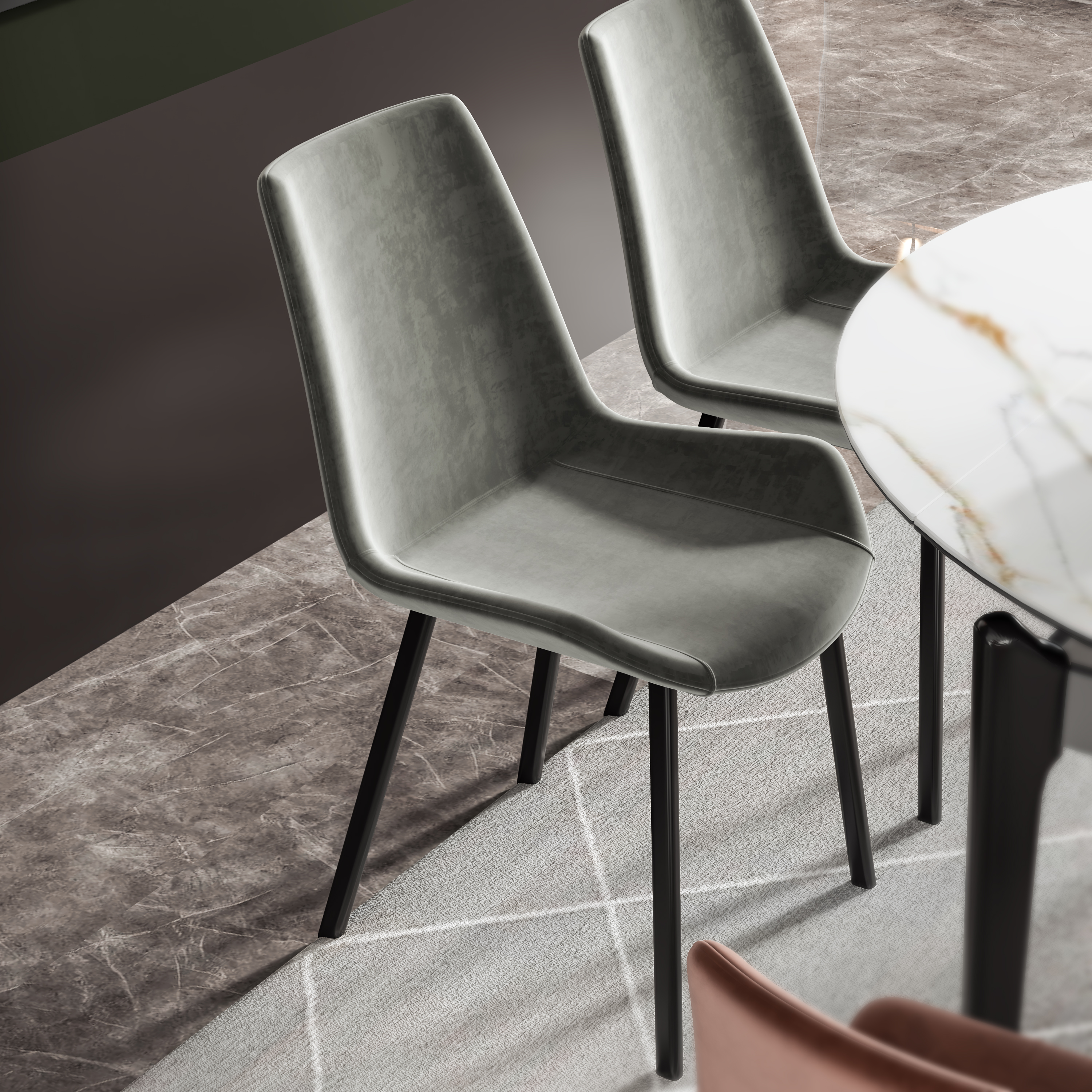 极简风尚 可方可圆岩板餐桌设计-9