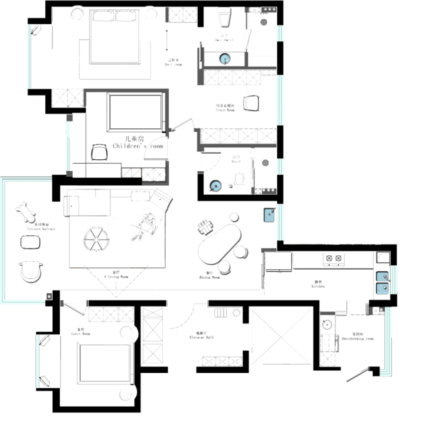 经典黑白灰住宅设计-6