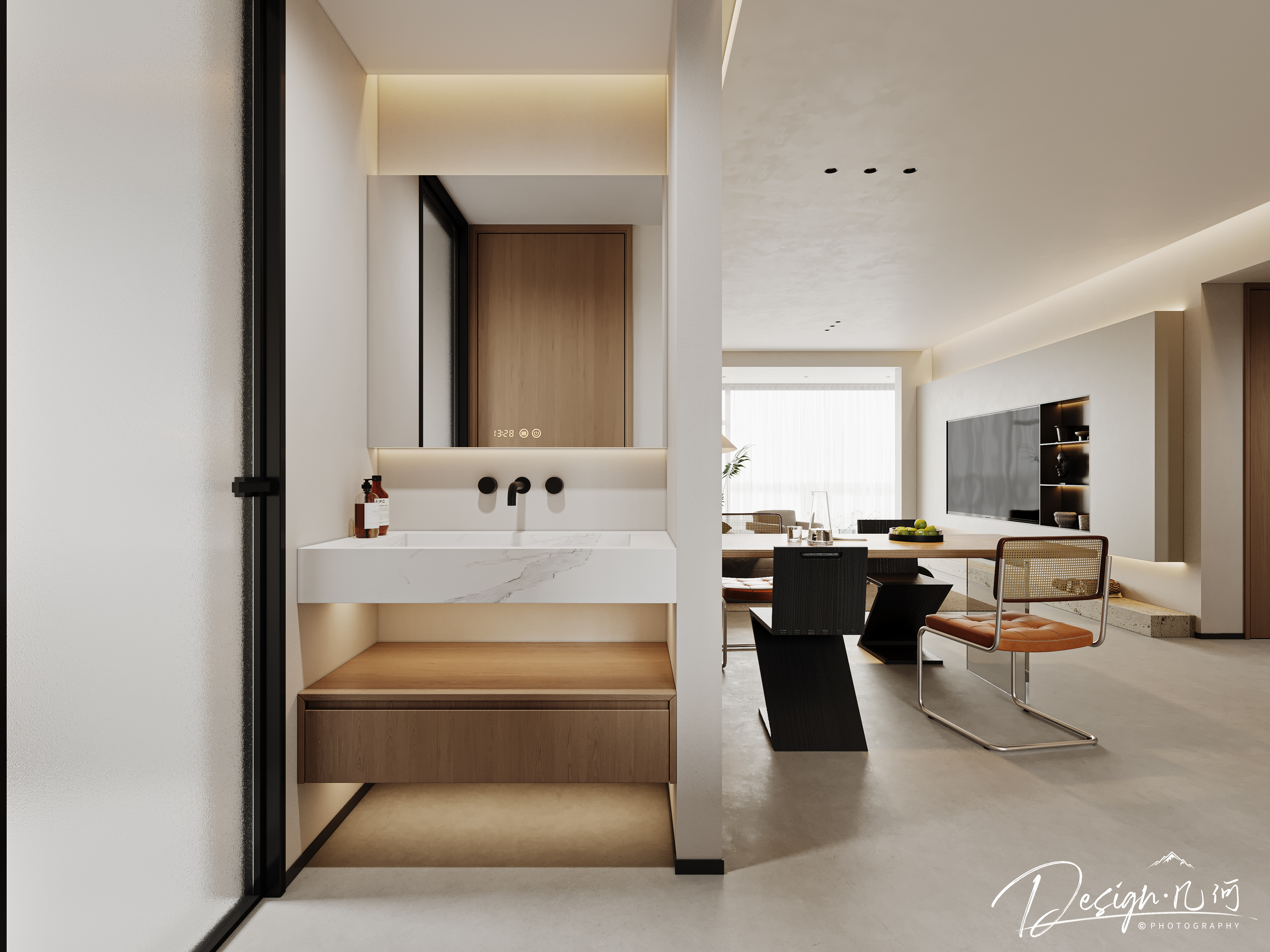 几何空间视觉表现 | 华安府现代奶油风客餐厅-5