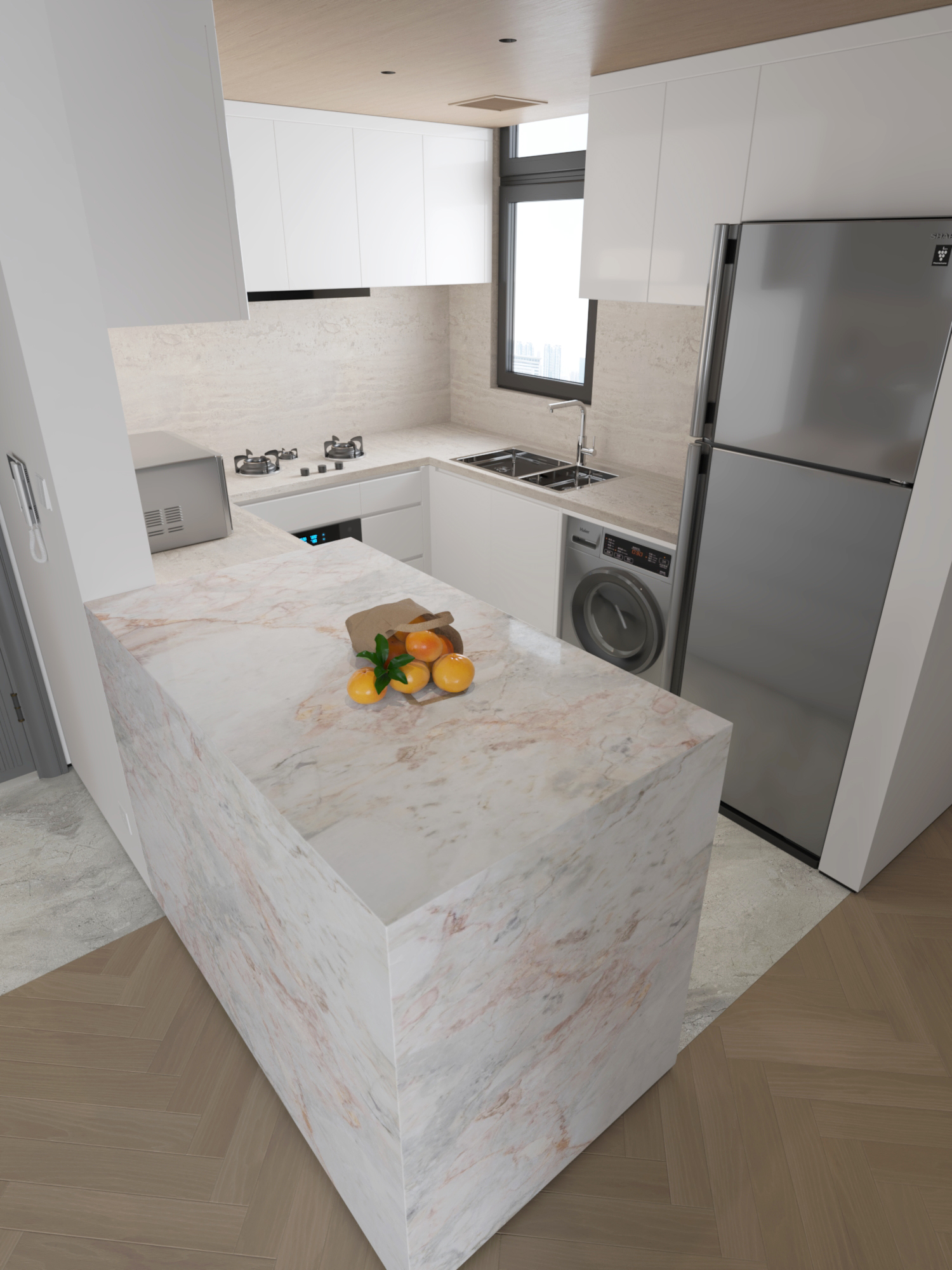 近期渲染，现代简约室内小户型住宅香港豪宅装修效果图视觉表现-5