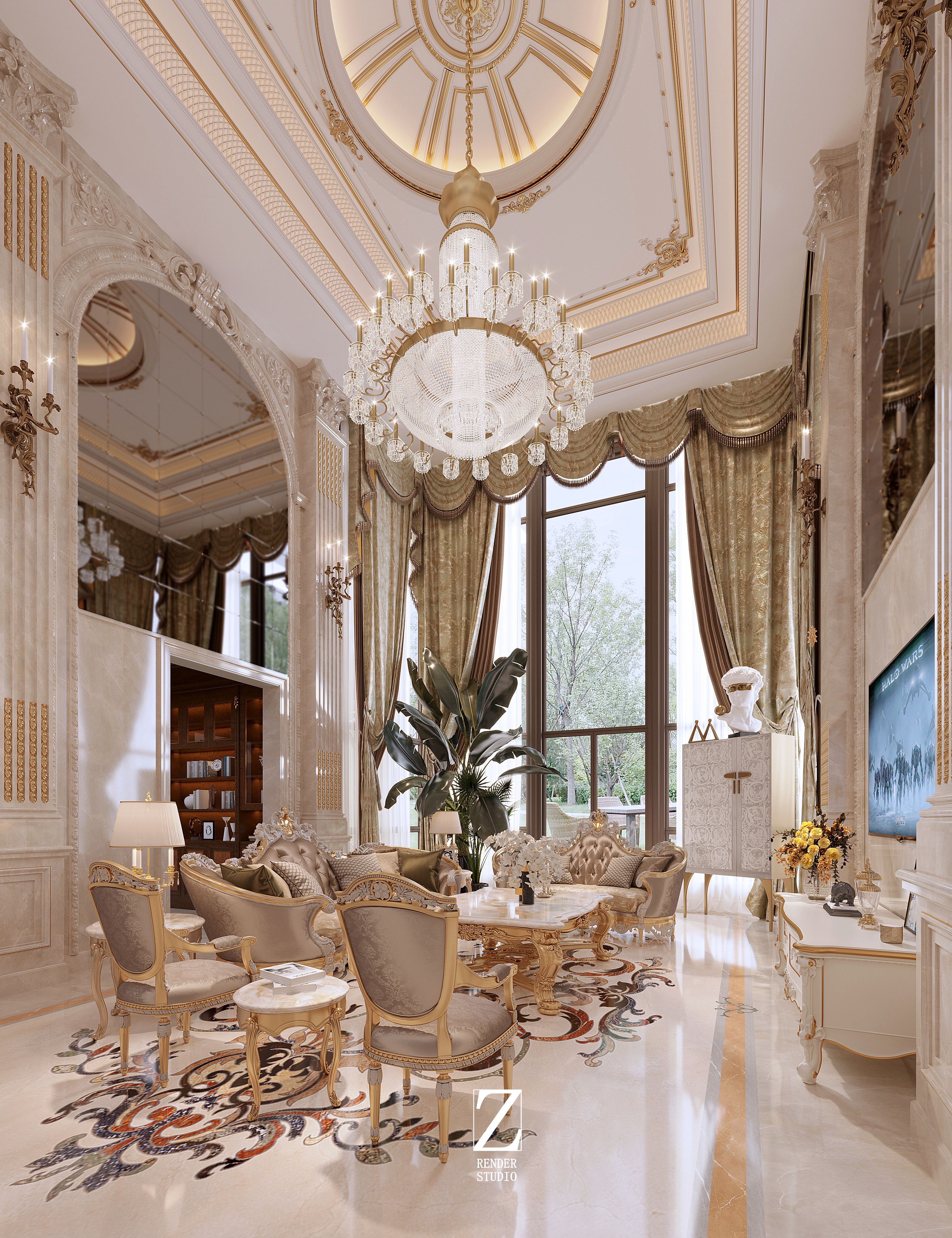 法式别墅客厅设计表现 -6