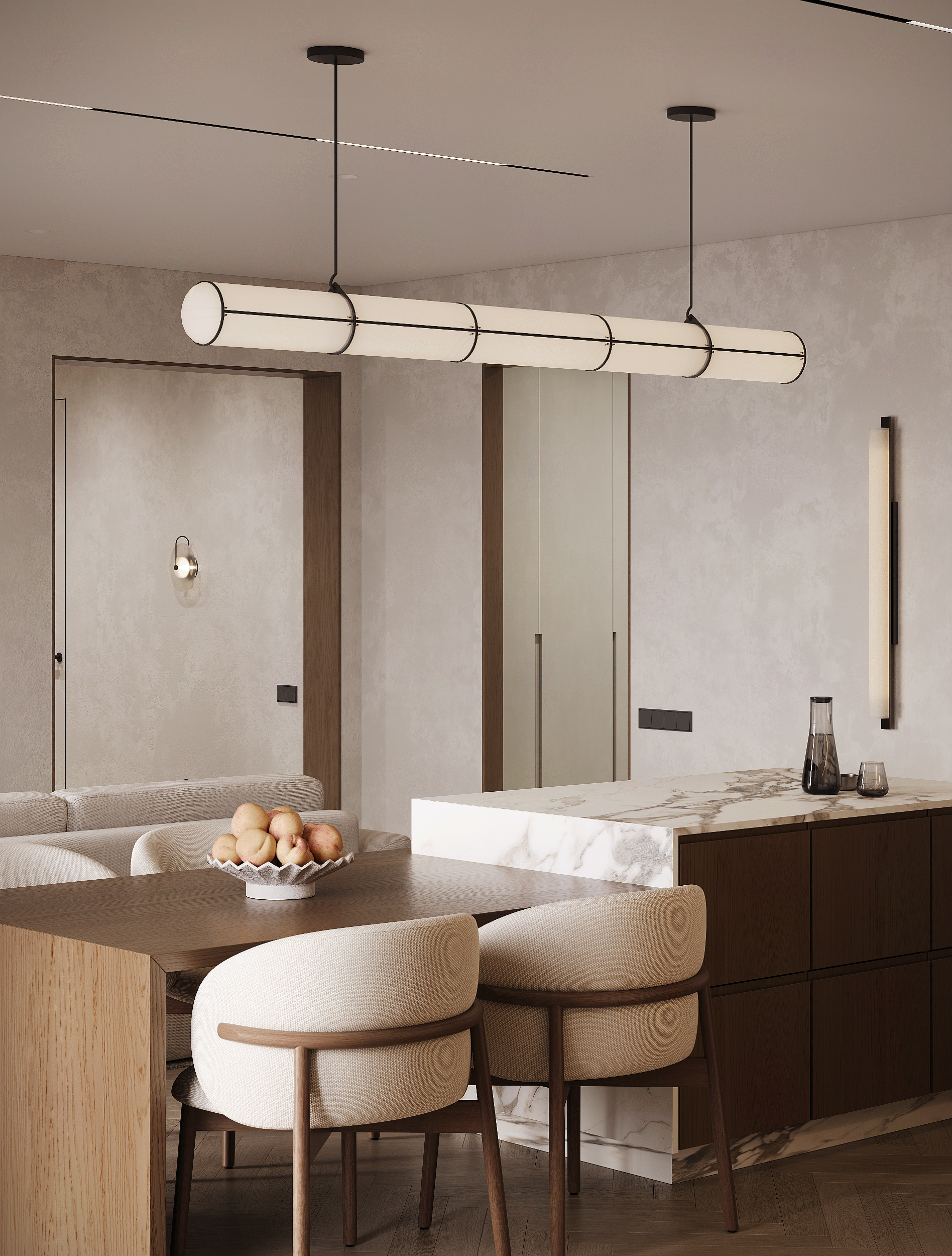 3D可视化厨房  客厅项目丨Карина Камалетдинова-5