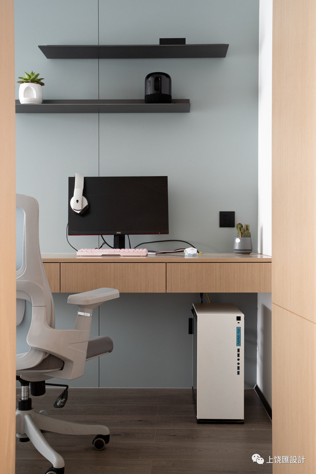 奶油白与原木色居住空间设计丨红石空间设计-34