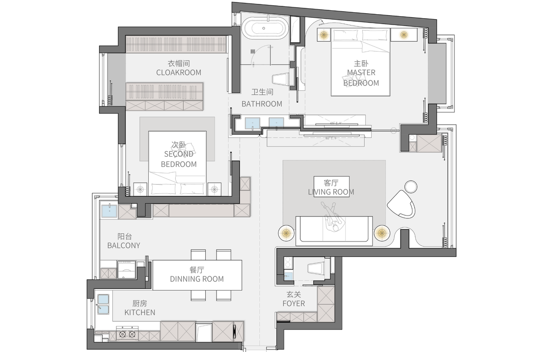 《石语》121㎡极简生活空间设计-12
