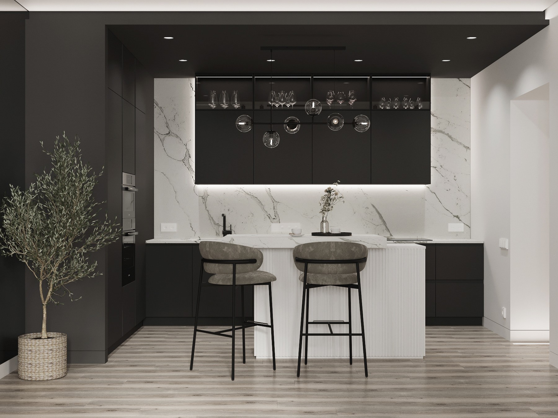 101㎡高级黑色系住宅设计-5