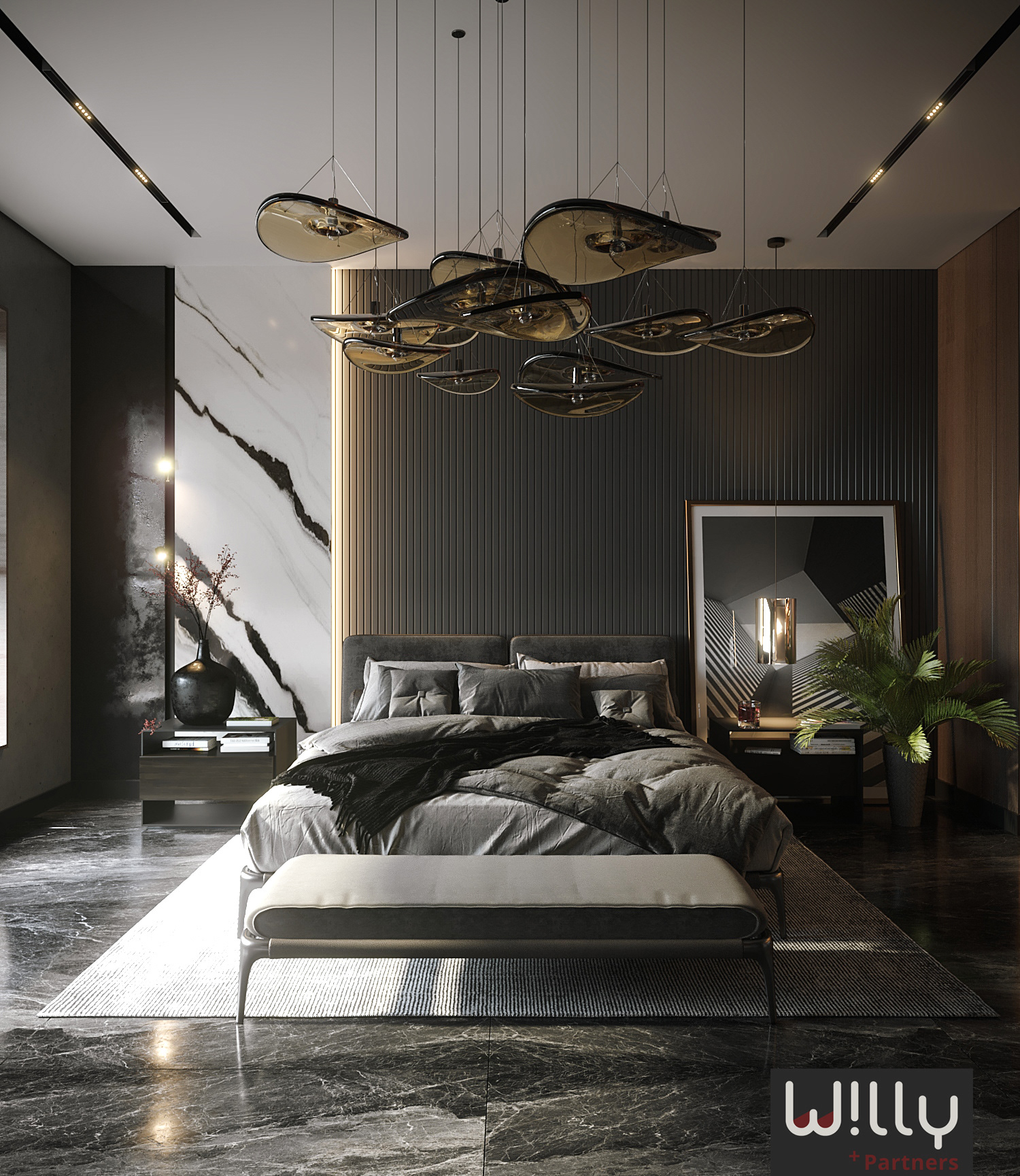 现代暗黑风格卧室设计-2