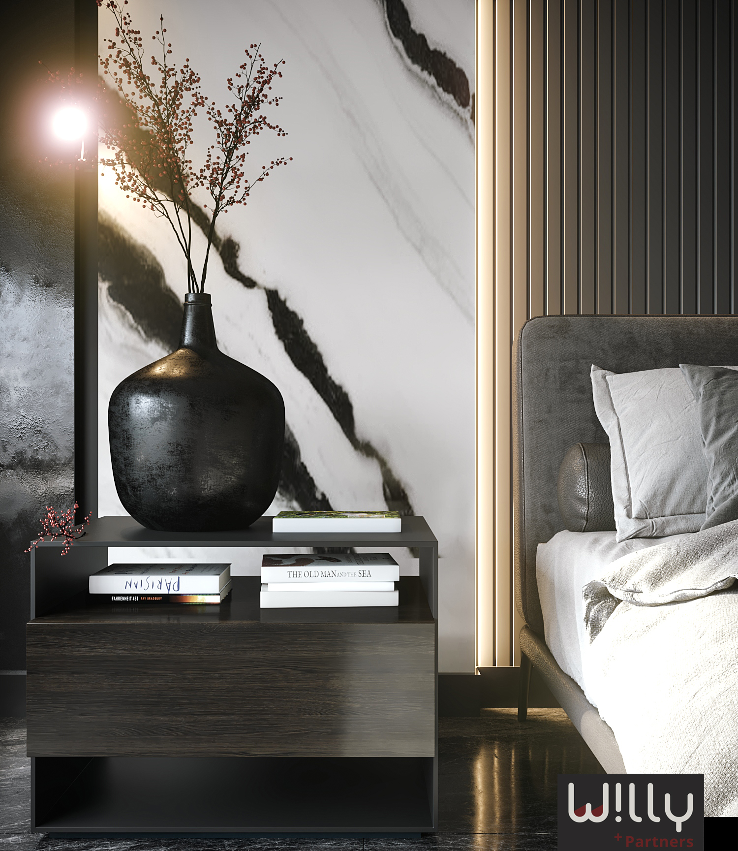 现代暗黑风格卧室设计-4