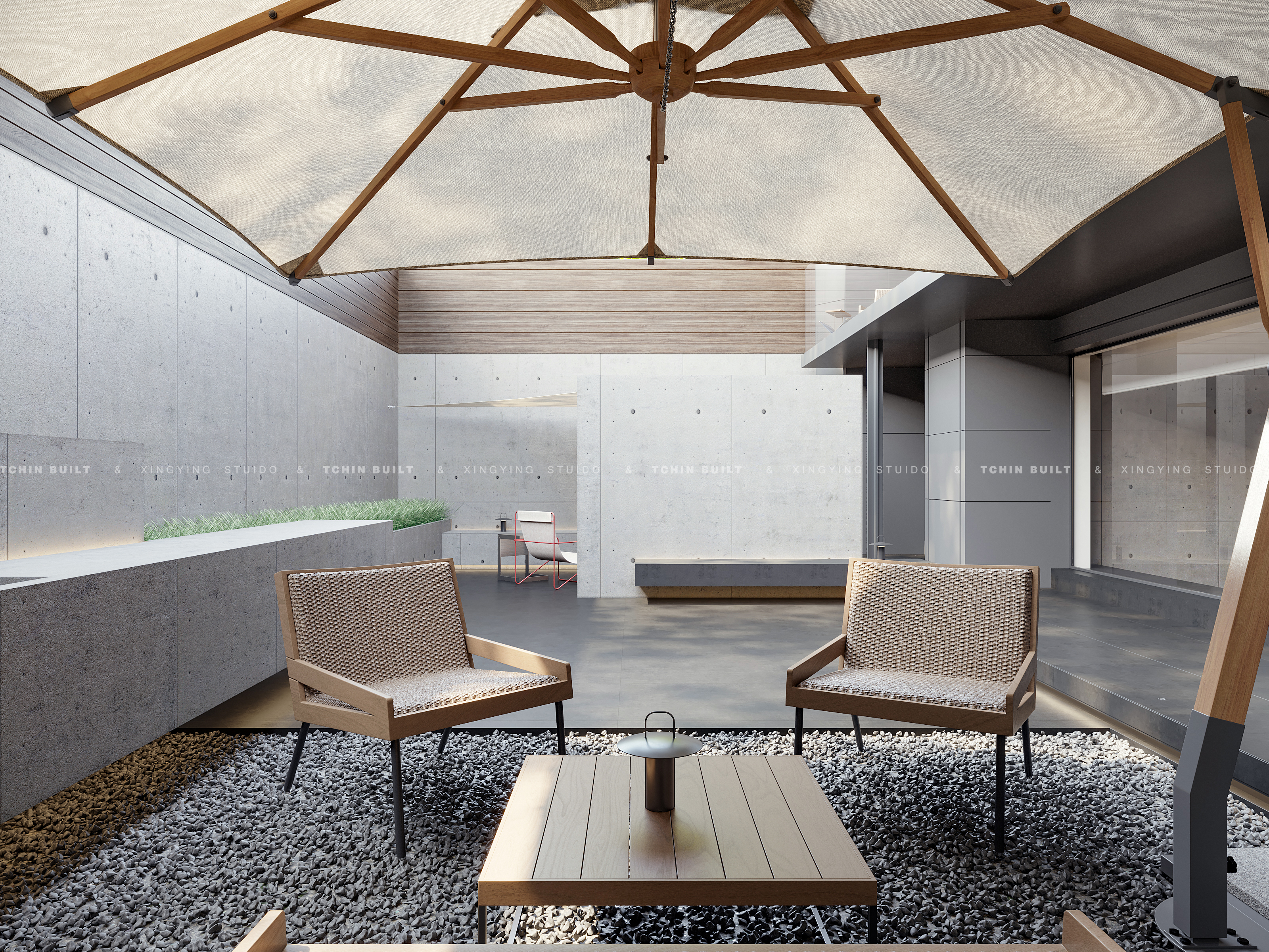 别墅庭院渲染-0