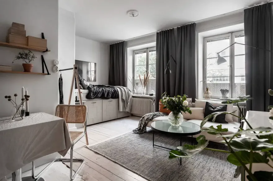 瑞典 31m²studio 的超高床设计-1