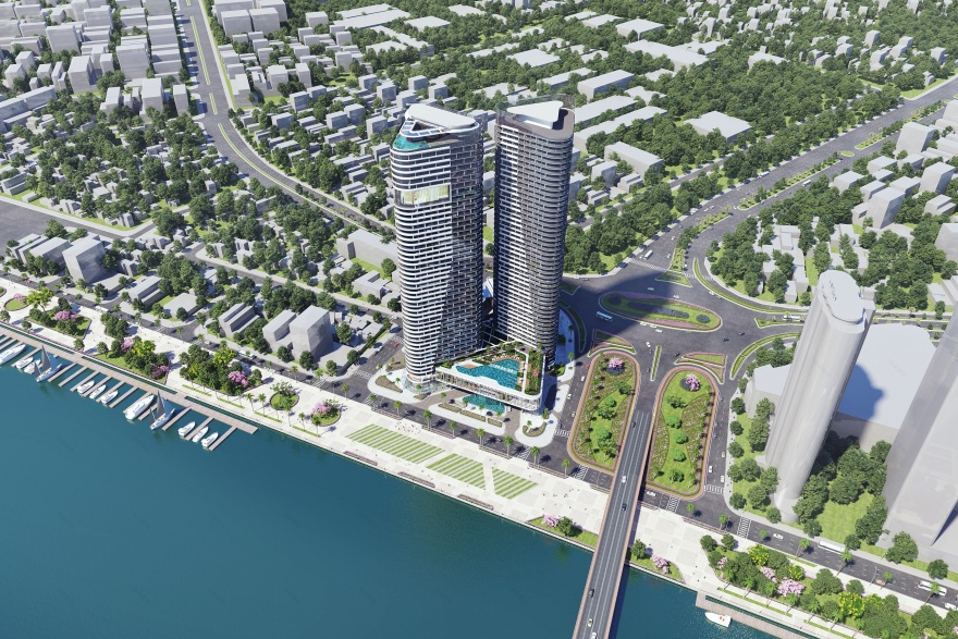 越南传统服饰灵感 Century Bay Danang 双子塔设计-18