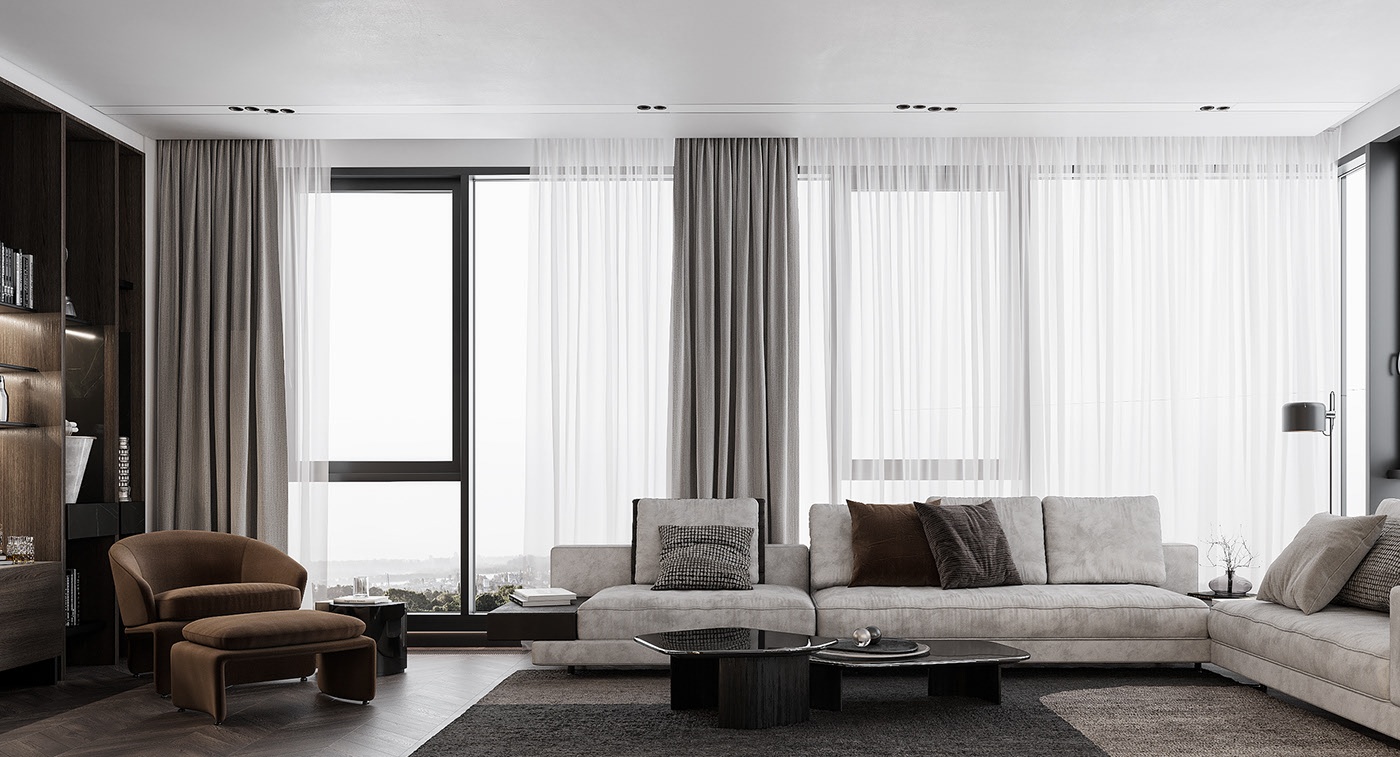 白色大理石与黑色调的搭配设计-2