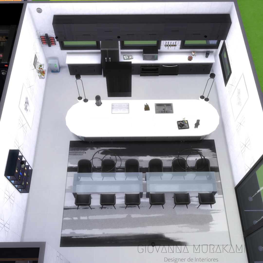 《The Sims 4》黑白厨房设计丨自主设计-7