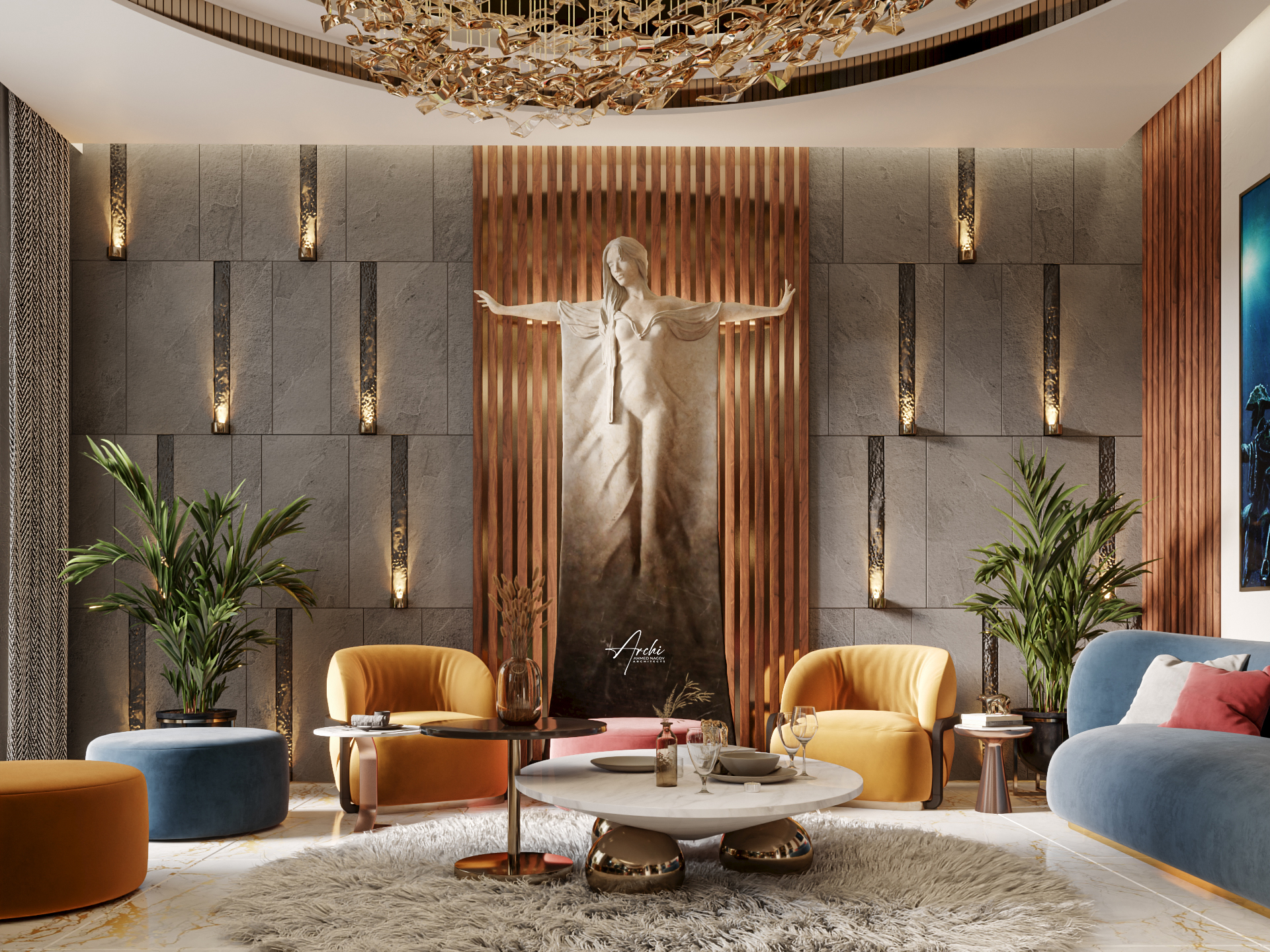 豪华客厅丨阿联酋迪拜丨ARCHI  ARCHITECTS-3
