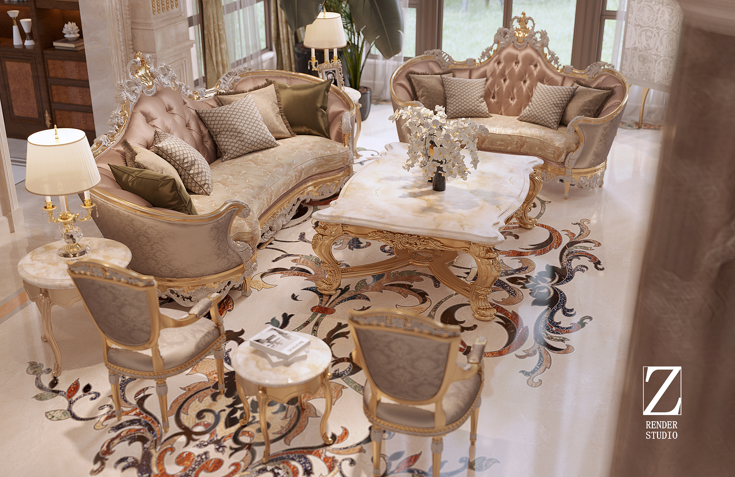 法式别墅客厅设计表现 -5