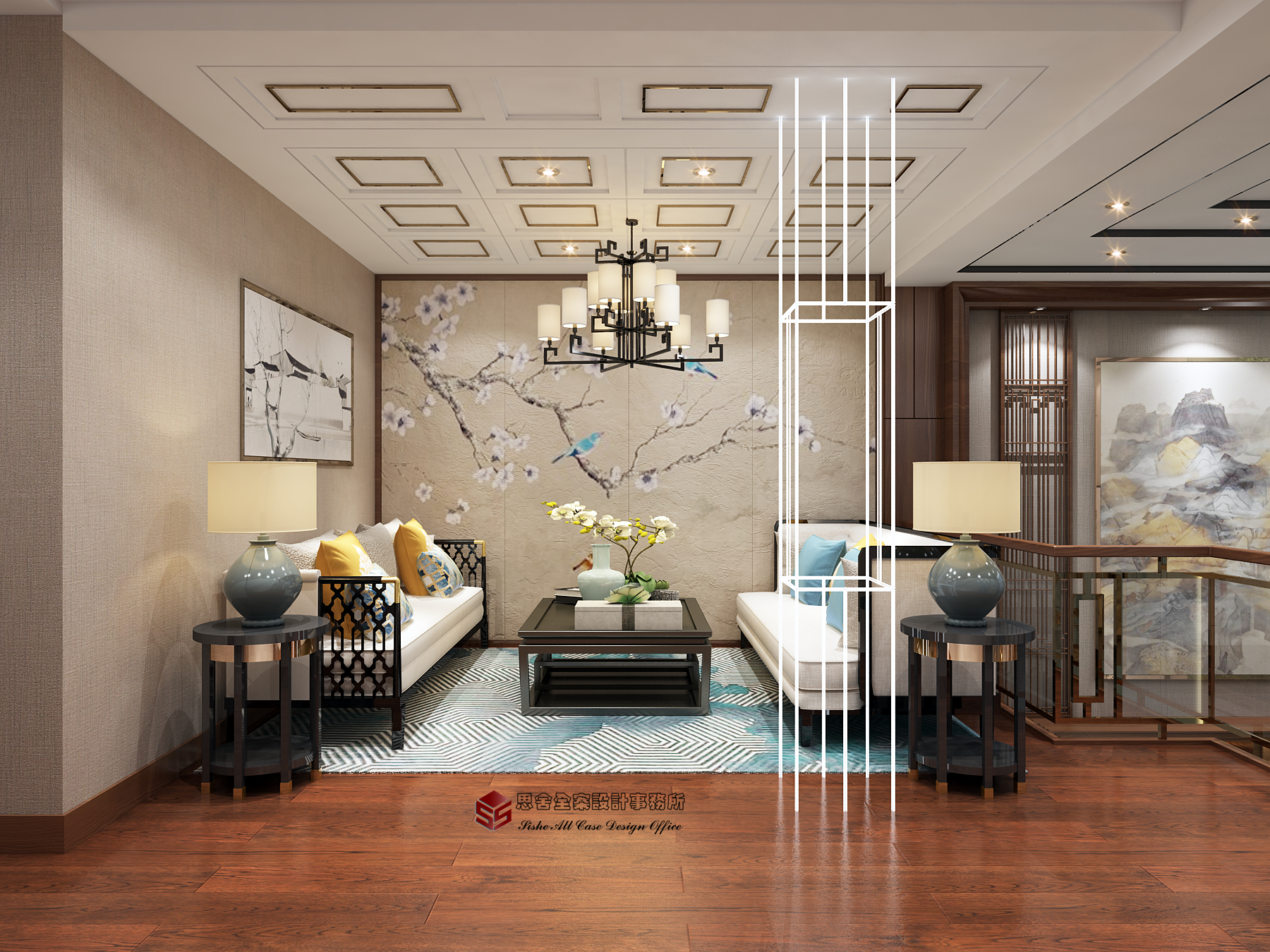 融合两种风格的地下室轻奢美式空间设计-6