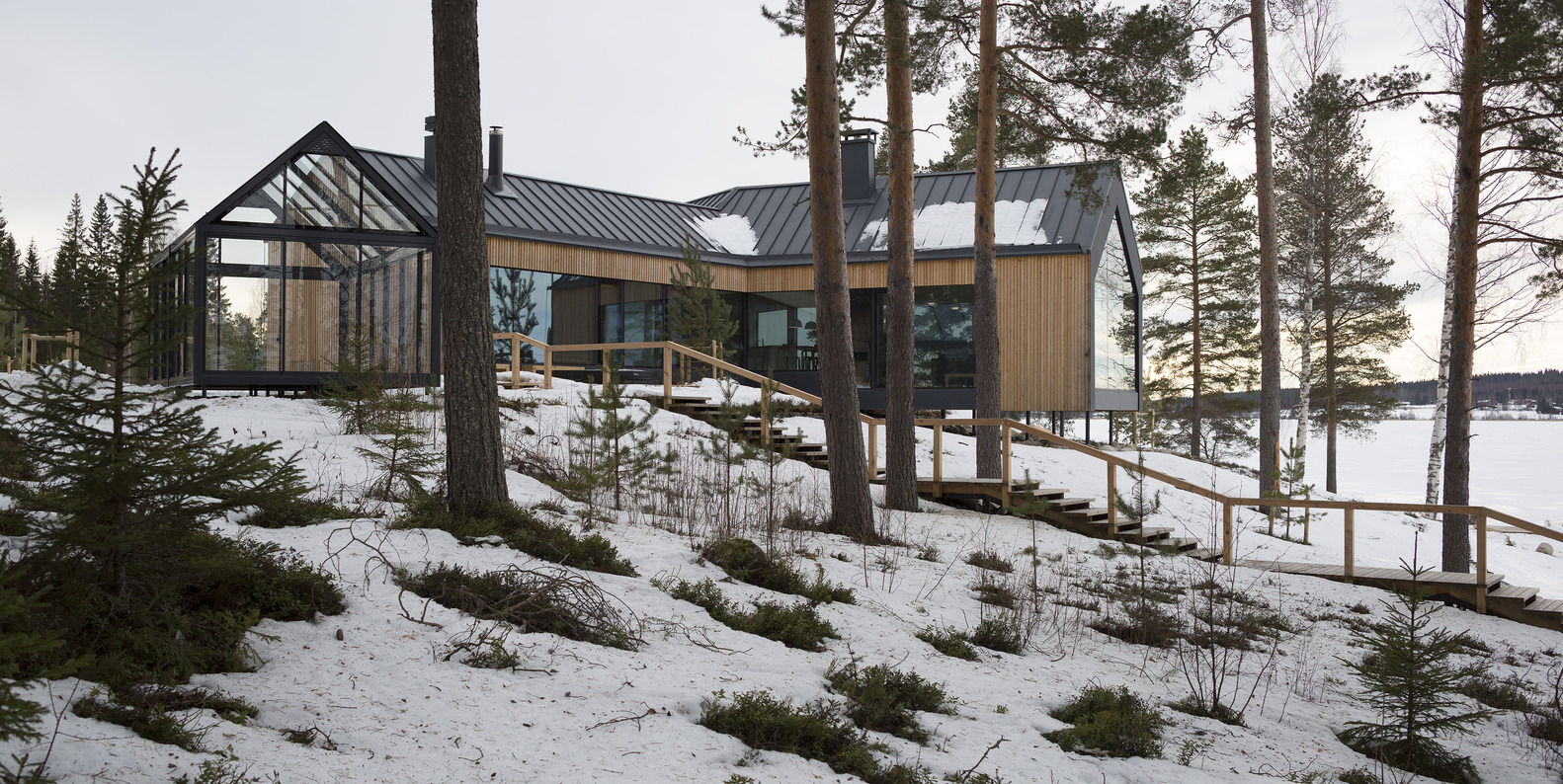芬兰湖畔“Y 形”生态小屋-47