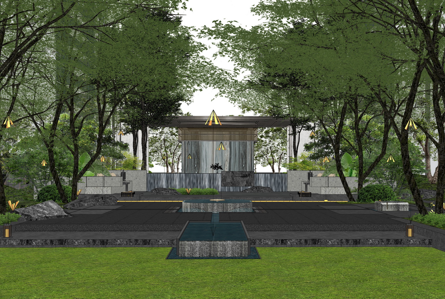 芜湖伟星翡翠天元大区景观SU模型-4