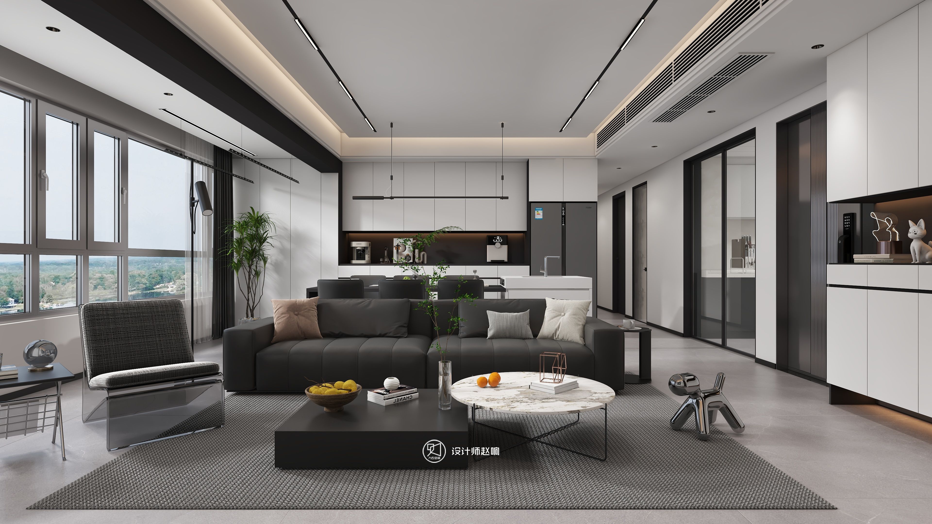 135㎡黑白灰风格住宅设计-0