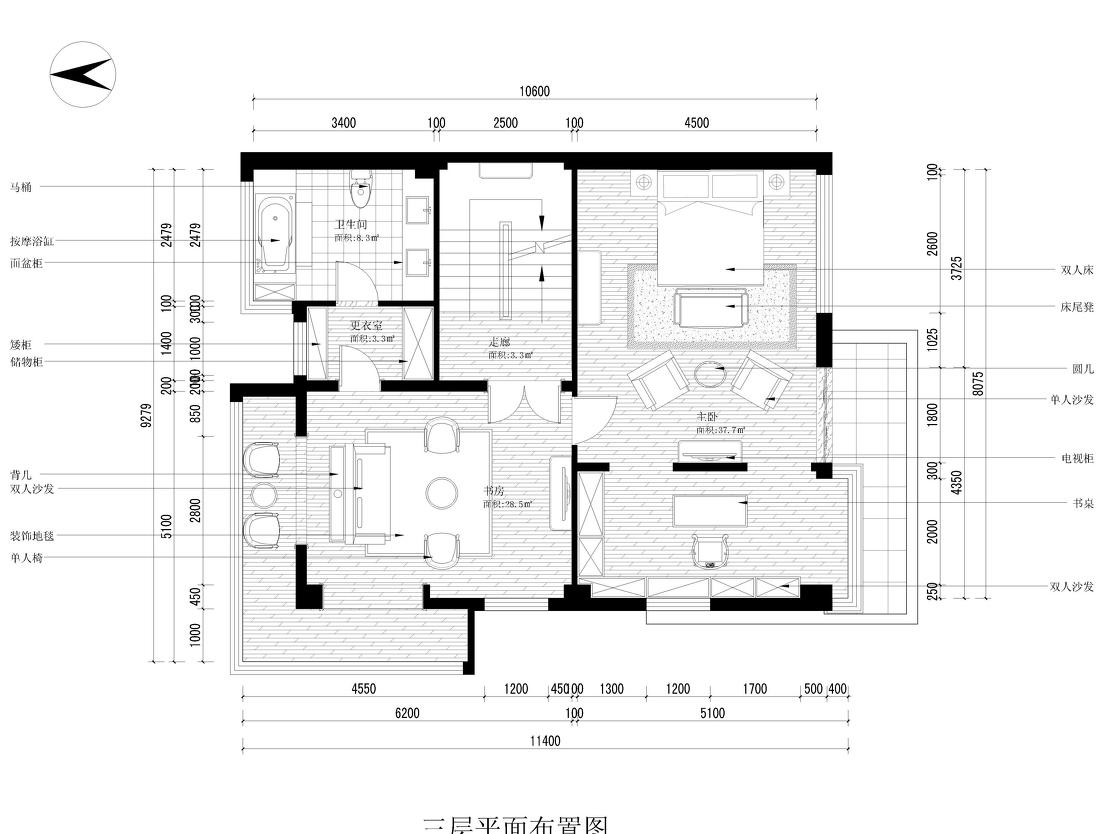 
法式欧式新中式别墅设计作品王文泉69 -8