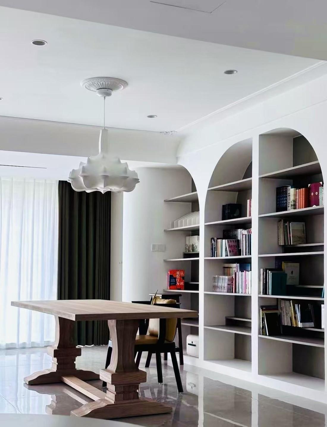 客厅里的书房,轻法式精装房改造-15