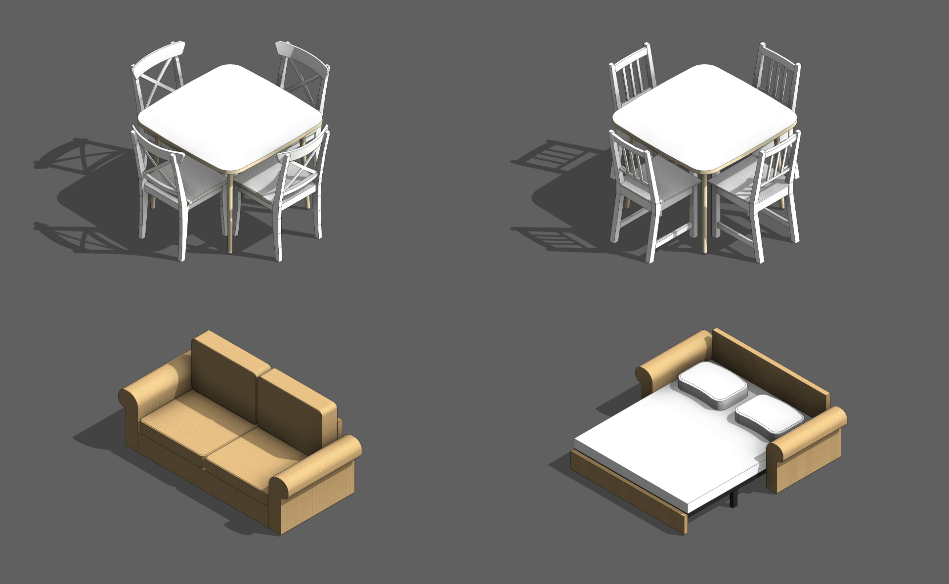 Модель двухэтажного дома + семейства Revit 3D-1