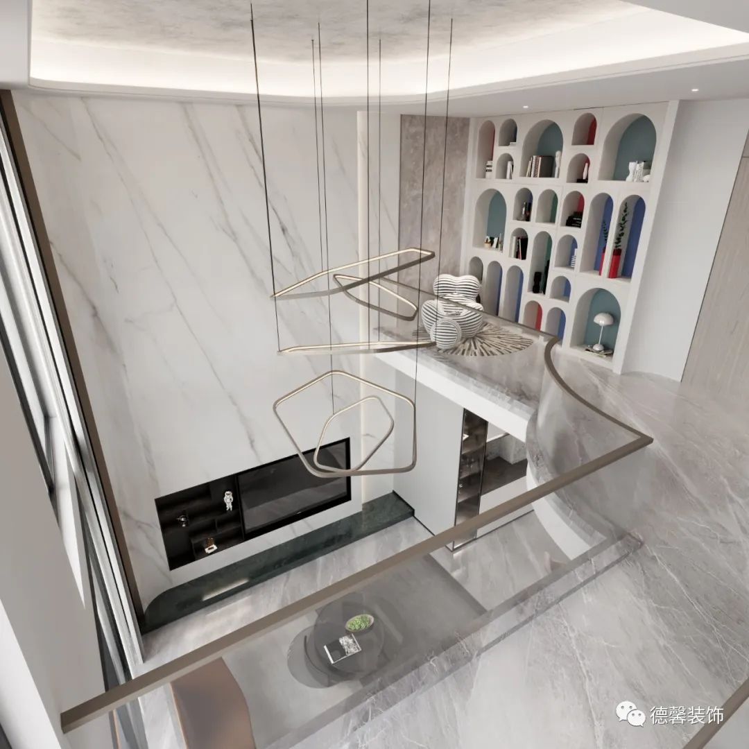 灵动弧线诠释现代艺术美感·云峰原著 425㎡联排别墅设计丨德馨装饰-22