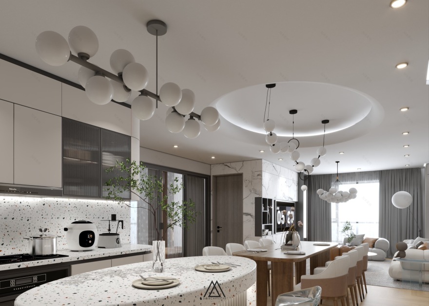 时光之城·客厅与厨房丨越南河内-11