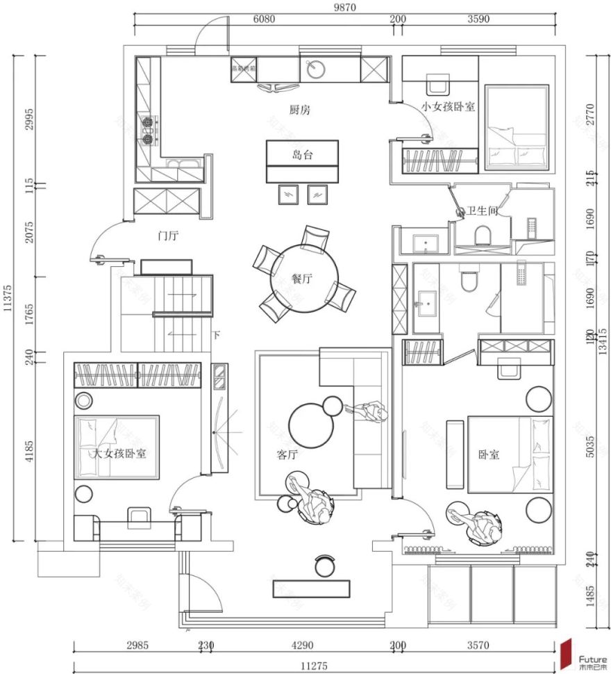万科四季公园 260㎡四口之家,温馨生活空间-38