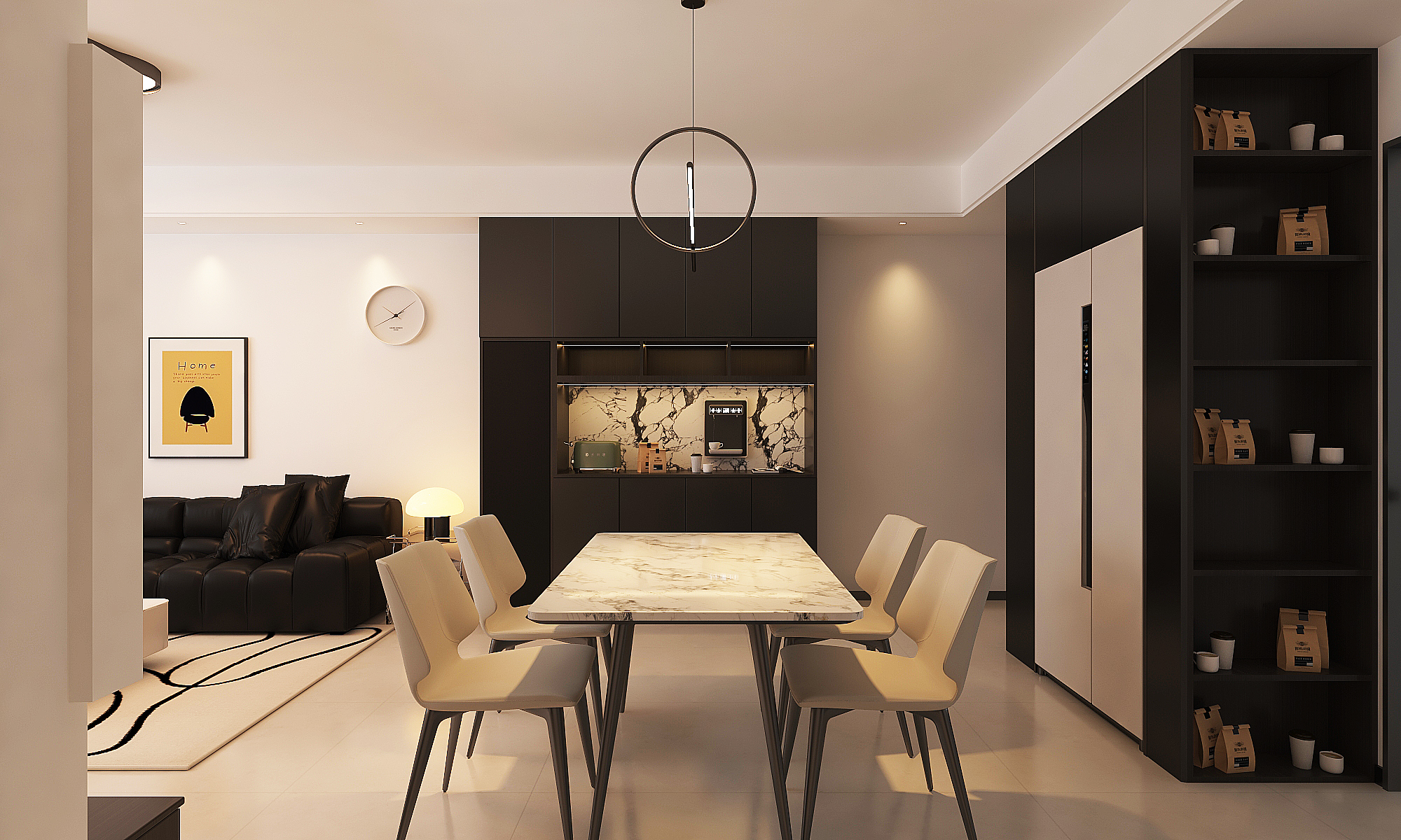 七十平米的小三居室//黑的高级-3