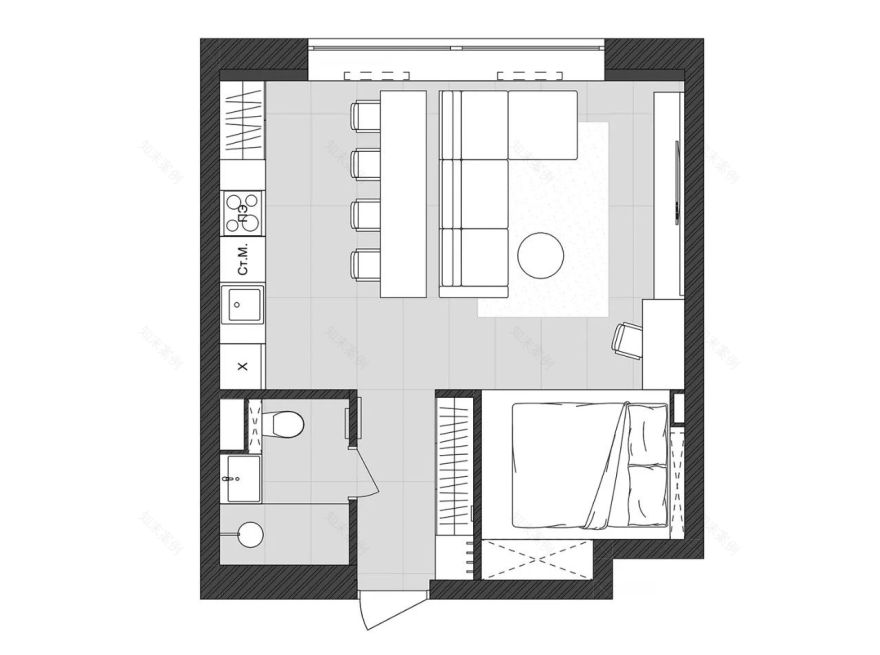 36㎡小宅空间设计丨Anna Lagutina-5