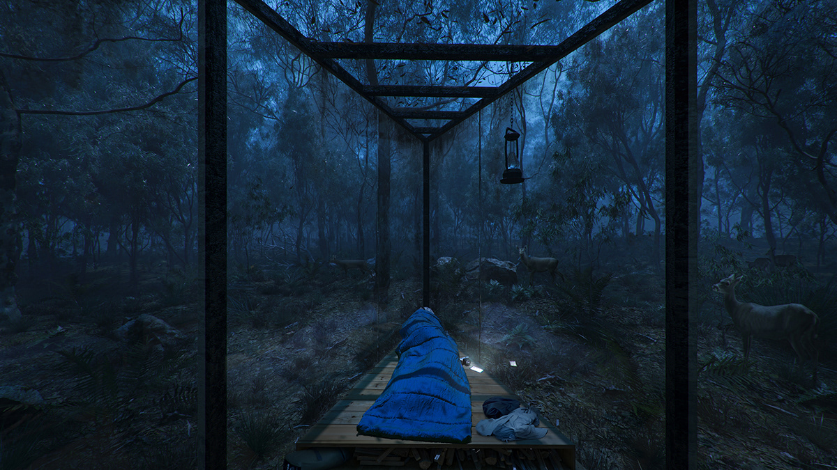 澳大利亚森林中的透明玻璃小屋-14