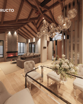 VIVIEND MADERA TEJA Y LADRILLO