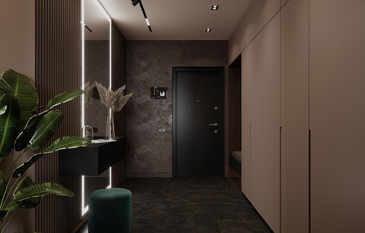 80㎡深色系公寓，隐匿于生活中的美好-1