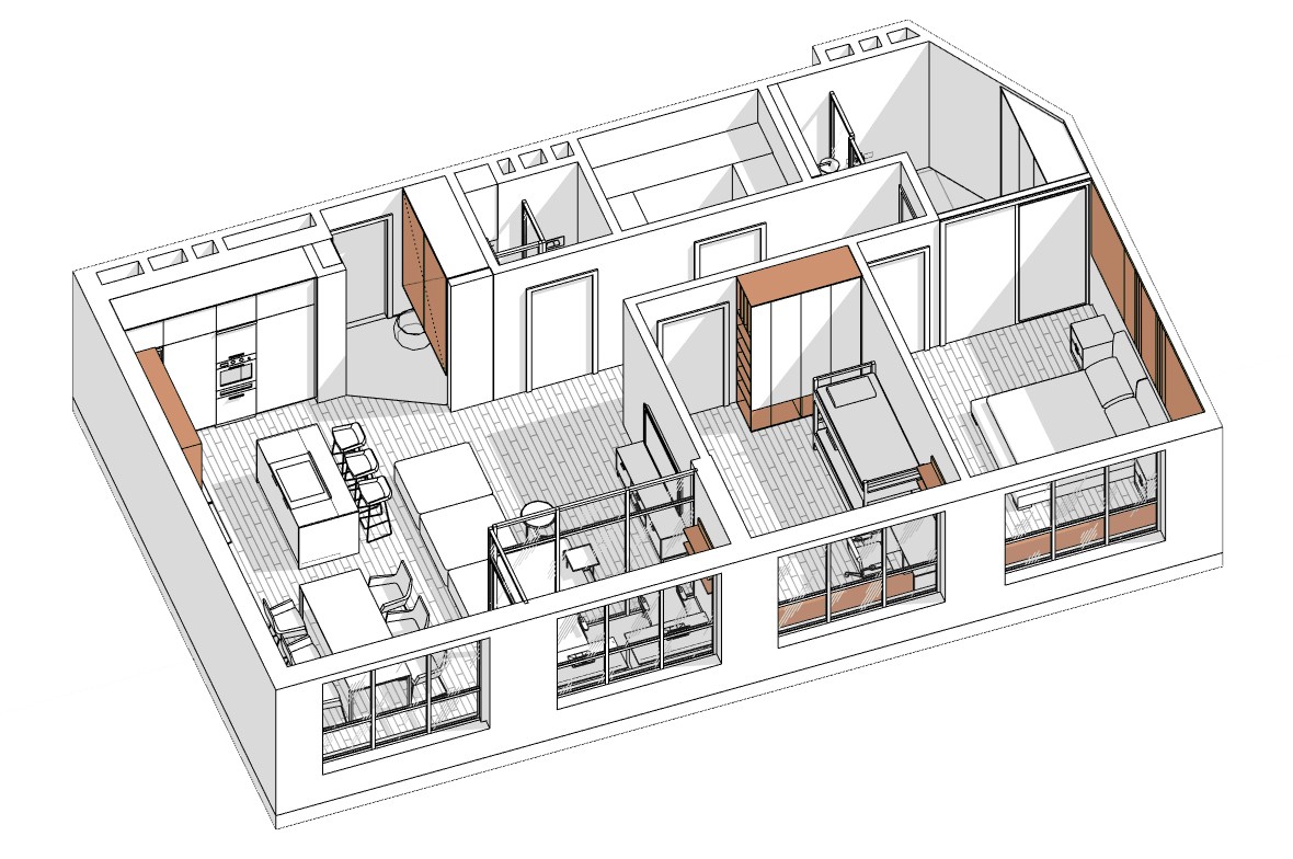 90㎡公寓 高级灰+橘色，百看不厌的组合-0