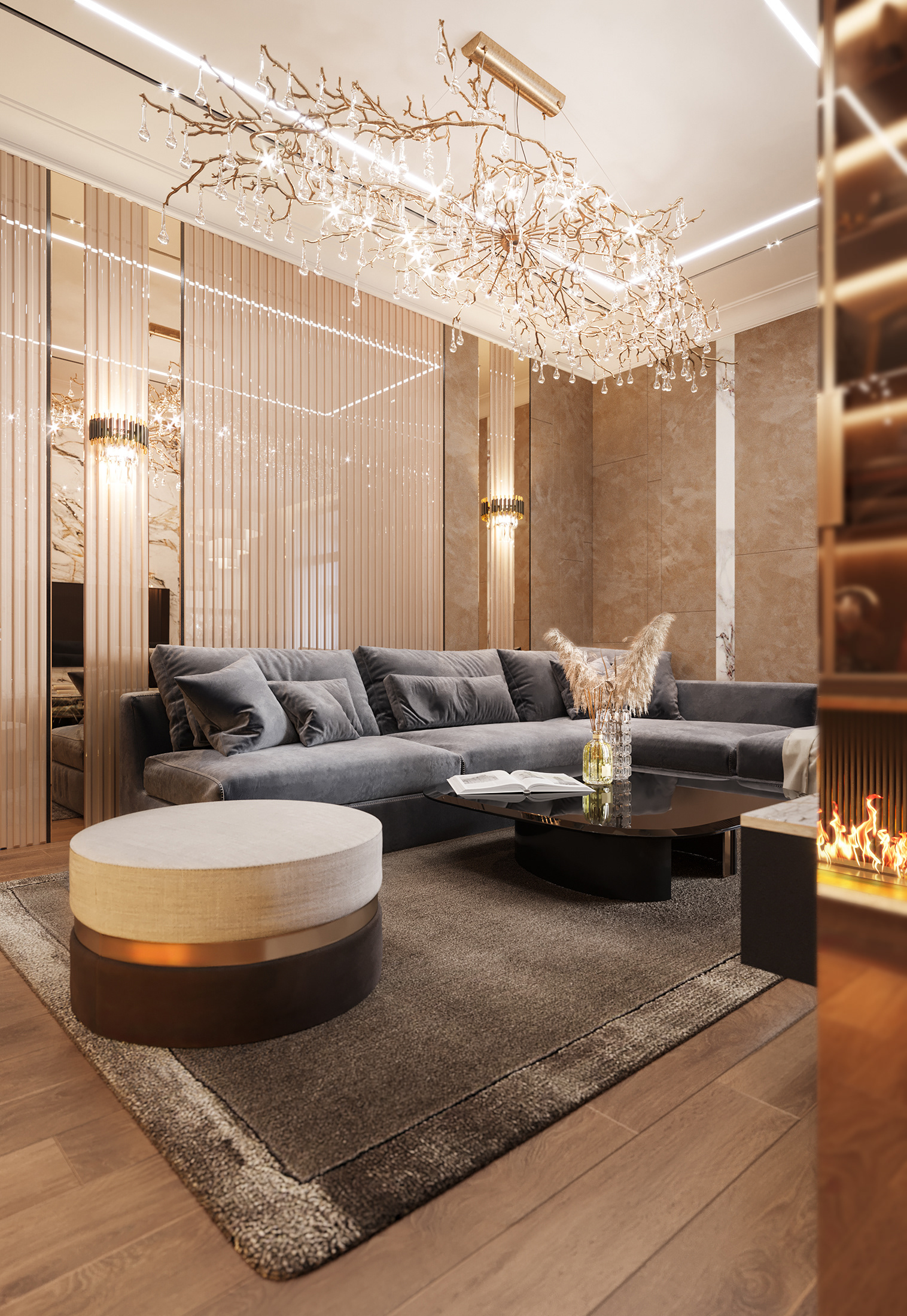 ЖК Grand DeLu·e 客厅丨俄罗斯莫斯科丨Red robot design-11