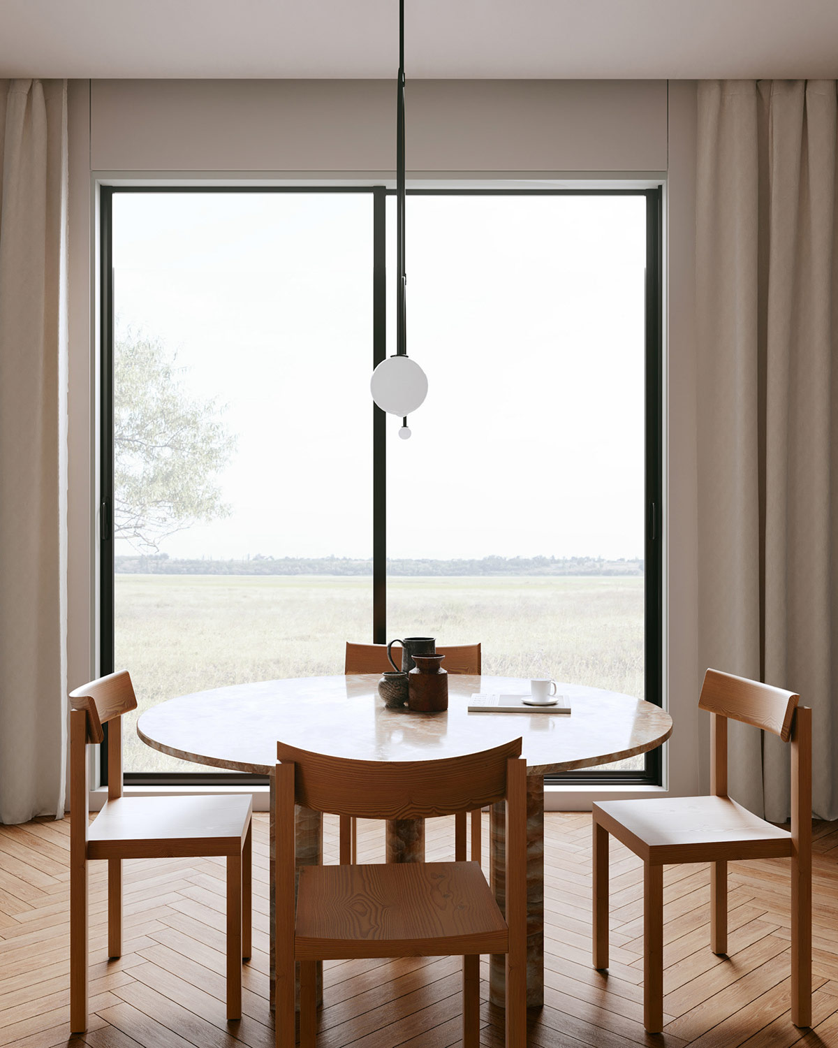 清新绿植 天然木纹 橙色系温暖住宅-4