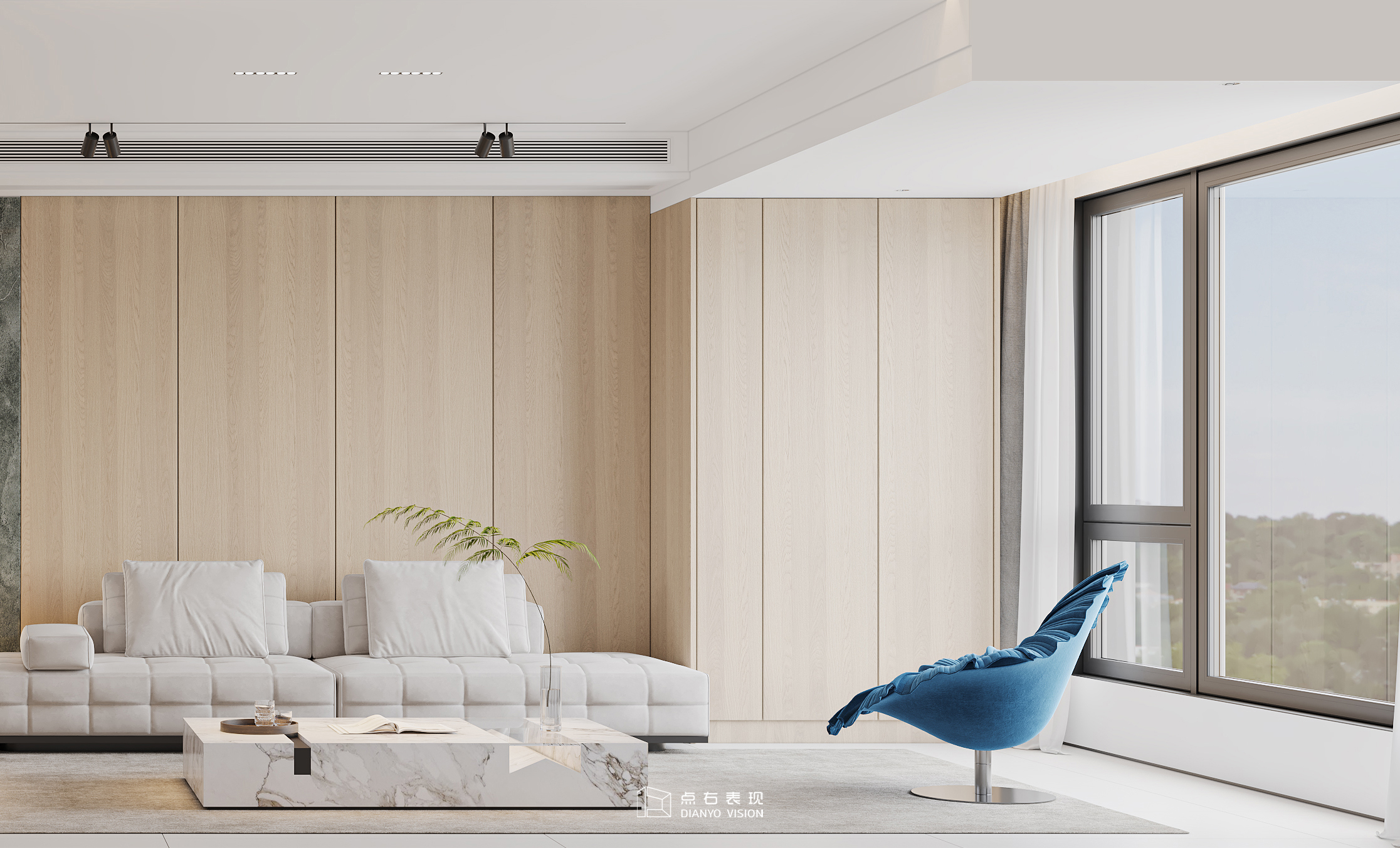 现代原木风格室内设计丨点右效果图表现-6