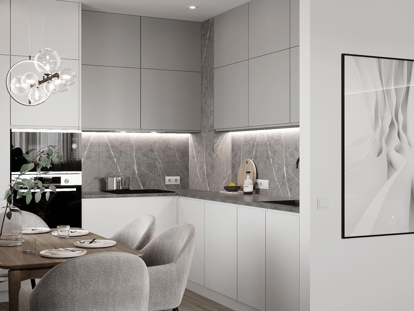 79㎡高级灰色系小空间公寓设计-8