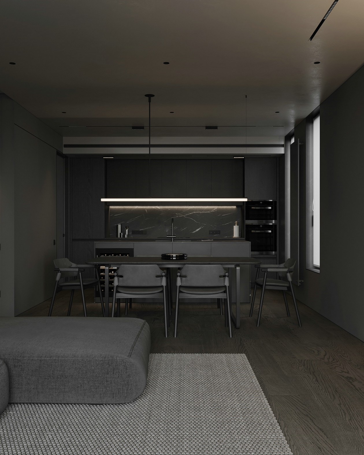 黑色系复试公寓设计 一种极致的高级感！-1