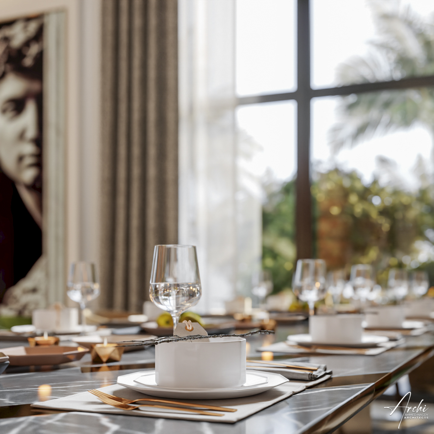 豪华餐饮和起居厅丨沙特阿拉伯利雅得-7