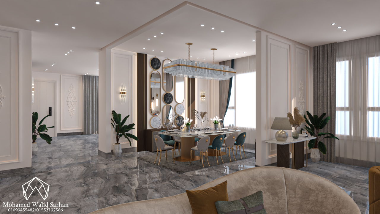 Reception and dinning room for villa in kuwait-6