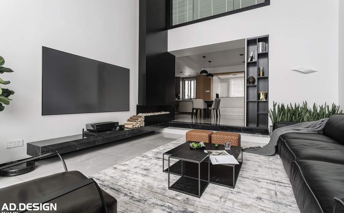 黑白灰复式别墅,开放大气的现代家居设计-1