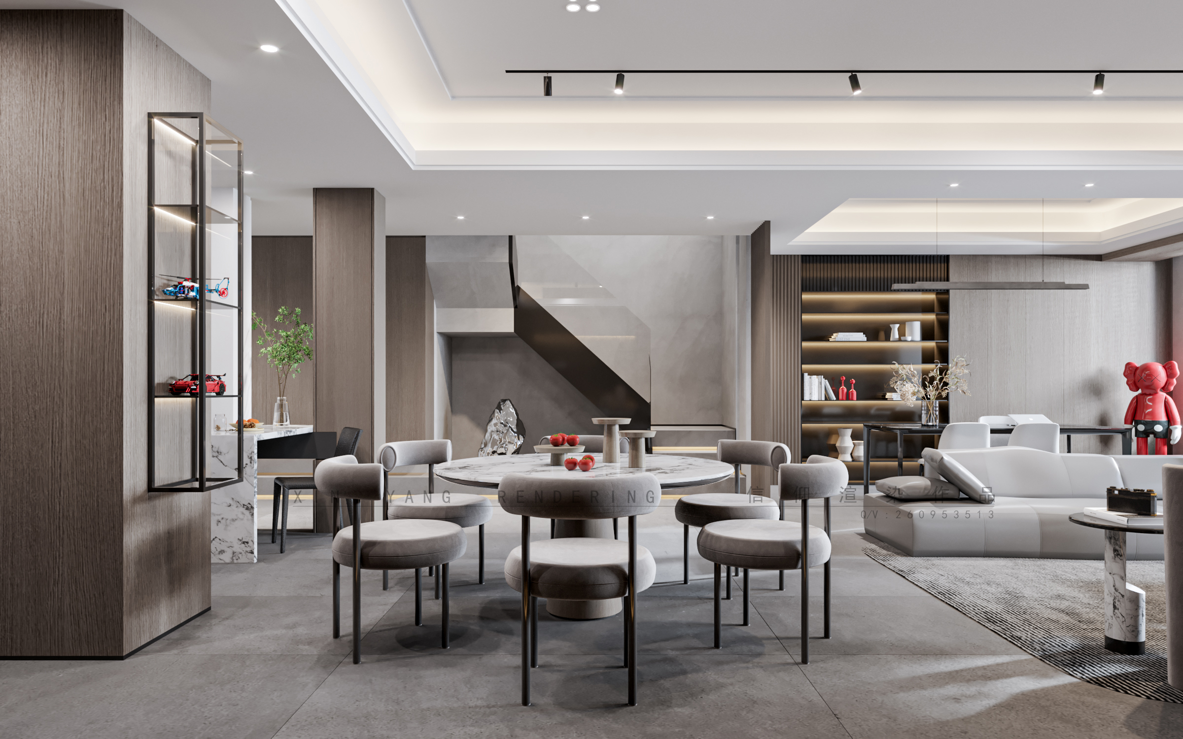 现代灰调小别墅丨周婷空间设计-13