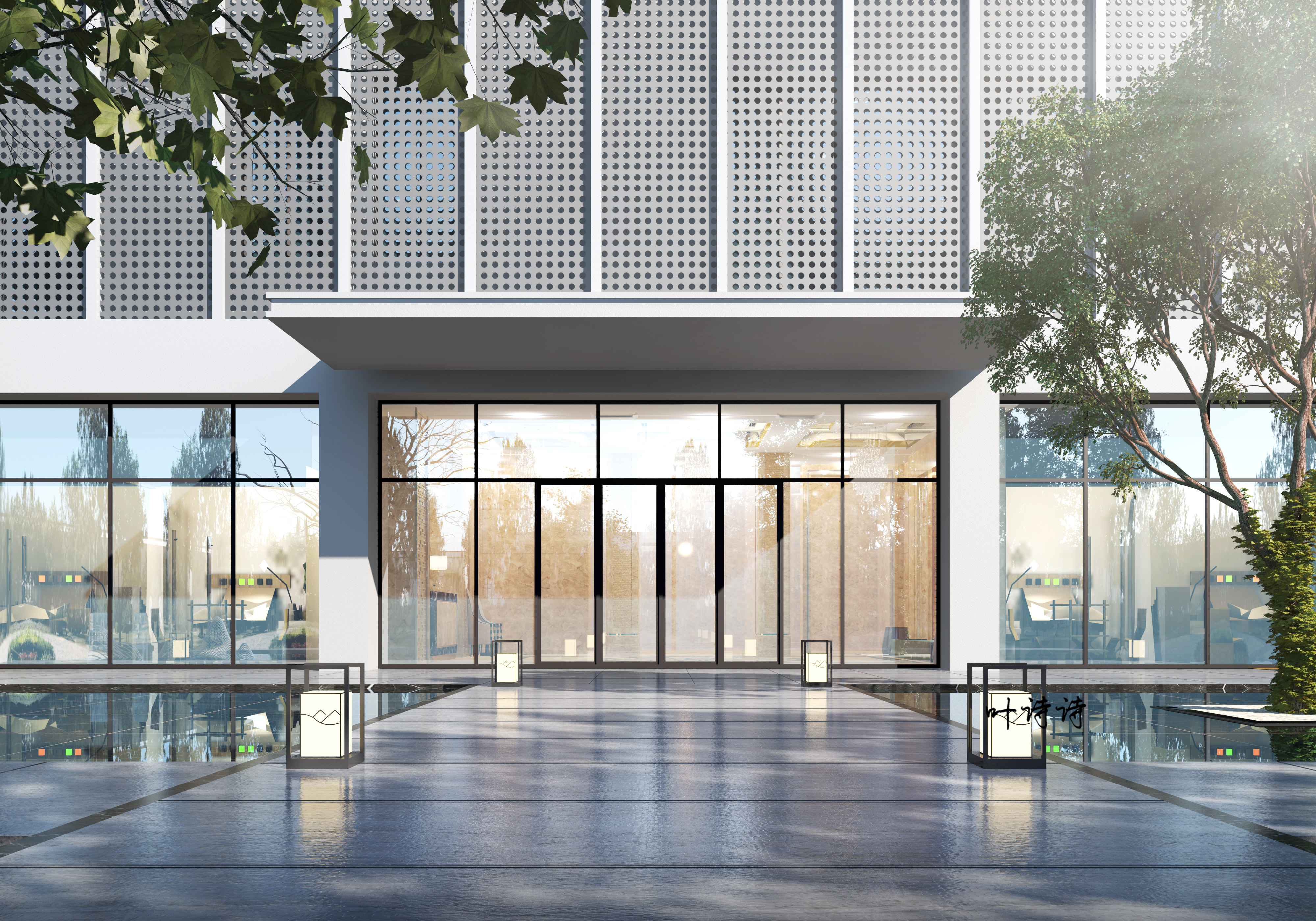 室外效果图|不同类型门头设计-11