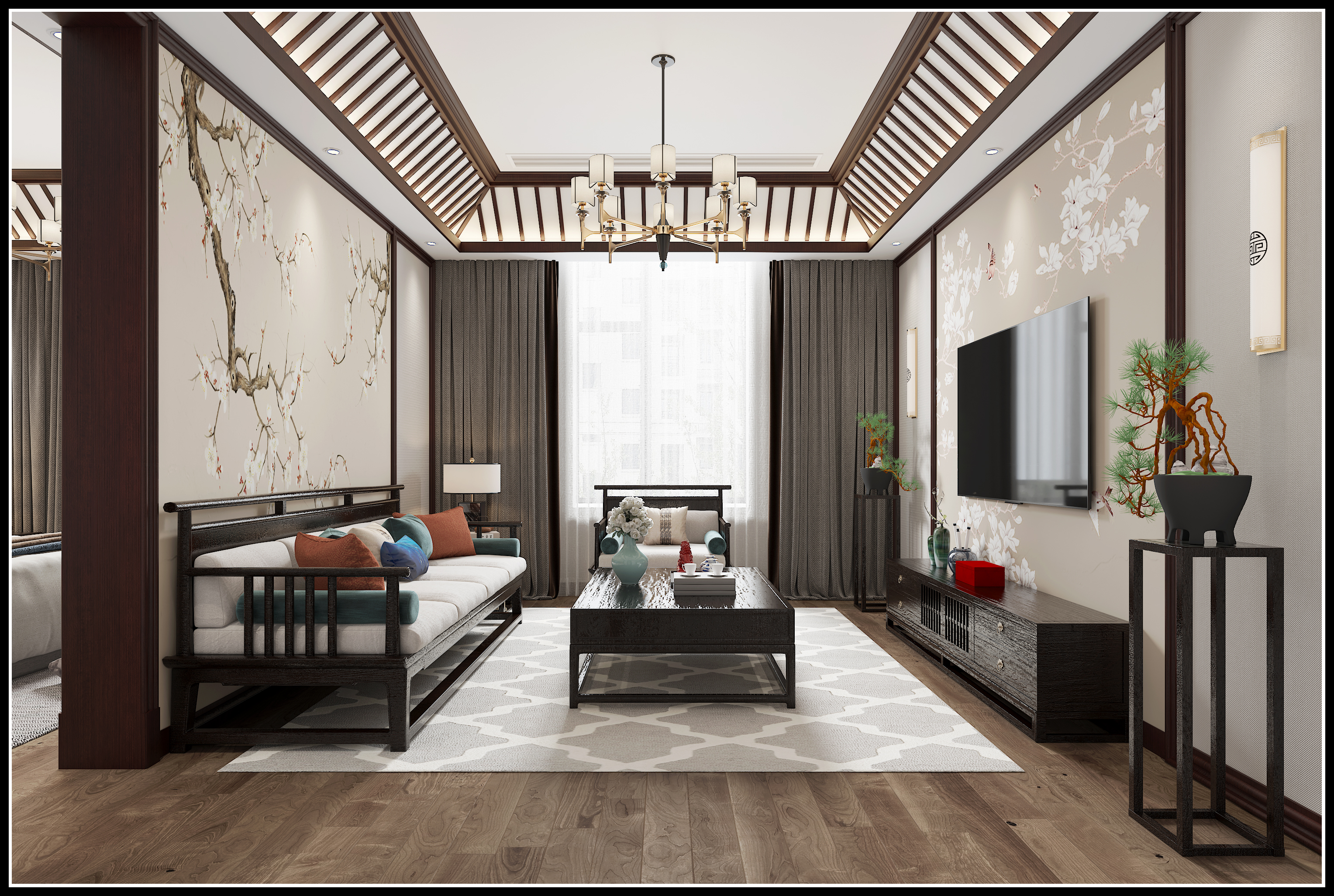 「缪府」新中式样板房设计-30